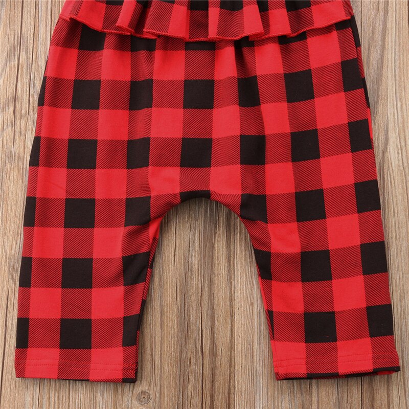 Princess Kids Girls Ruffle Plaid Sleeveless Overalls Jumpsuits Outfits Clothes - ebowsos