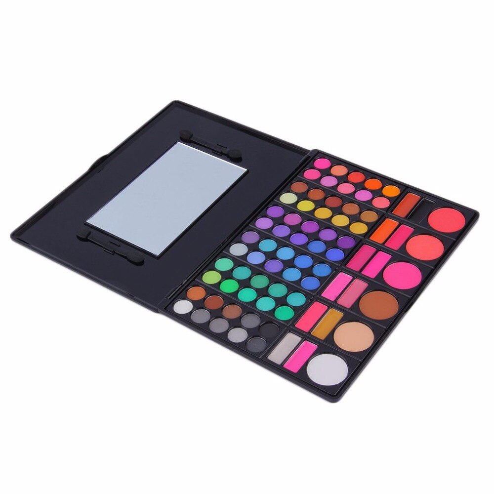 Pro 78 Color Pearlescent Eyeshadow Eye Shadow Palette With Cheek Blusher Lip Gloss Long lasting Makeup Pallete Make up Mirror - ebowsos