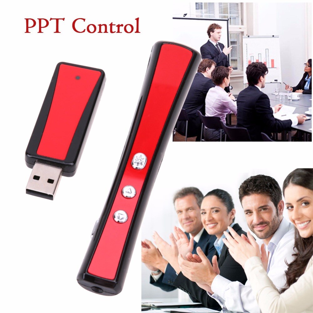 Professional 2.4G Power Point Presentation USB Wireless Presenter Laser Pointer Pen Remote Control for PPT Word Red Laser 3mW - ebowsos