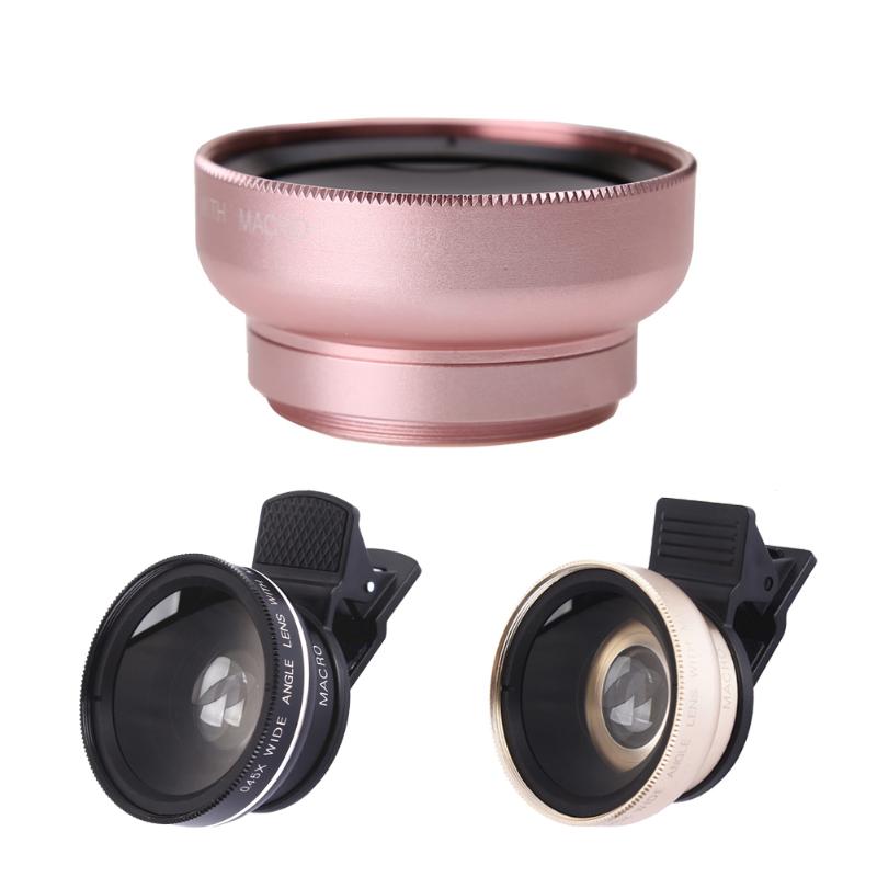 Professional 2 In 1 Phone Lens HD 37mm 0.45X Super Wide Angle + 12.5X Macro 49mm UV Lens +Clip for Mobilephone Travel Shooting - ebowsos