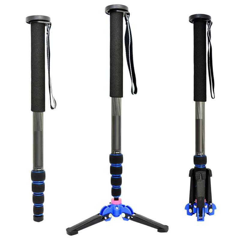Professional 65 Inch Carbon Fiber Camera Monopod Video Monopods Aluminum Table Top Tripod 4 Section Carrying Bag Max Load 18lbs - ebowsos