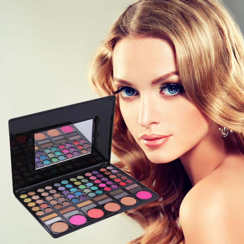 Professional 78 Color Eye Shadow Palette Cheek Blusher Lip Gloss Makeup Palette Eyeshadow Pallete Hot Sale Makeup Sets Tool - ebowsos