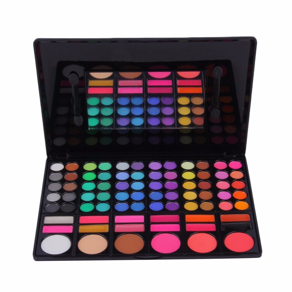 Professional 78 Color Pearlescent Eye Shadow Eyeshadow Palette Cheek Blusher Lip Gloss Makeup Pallete With Make up Mirror Tool - ebowsos