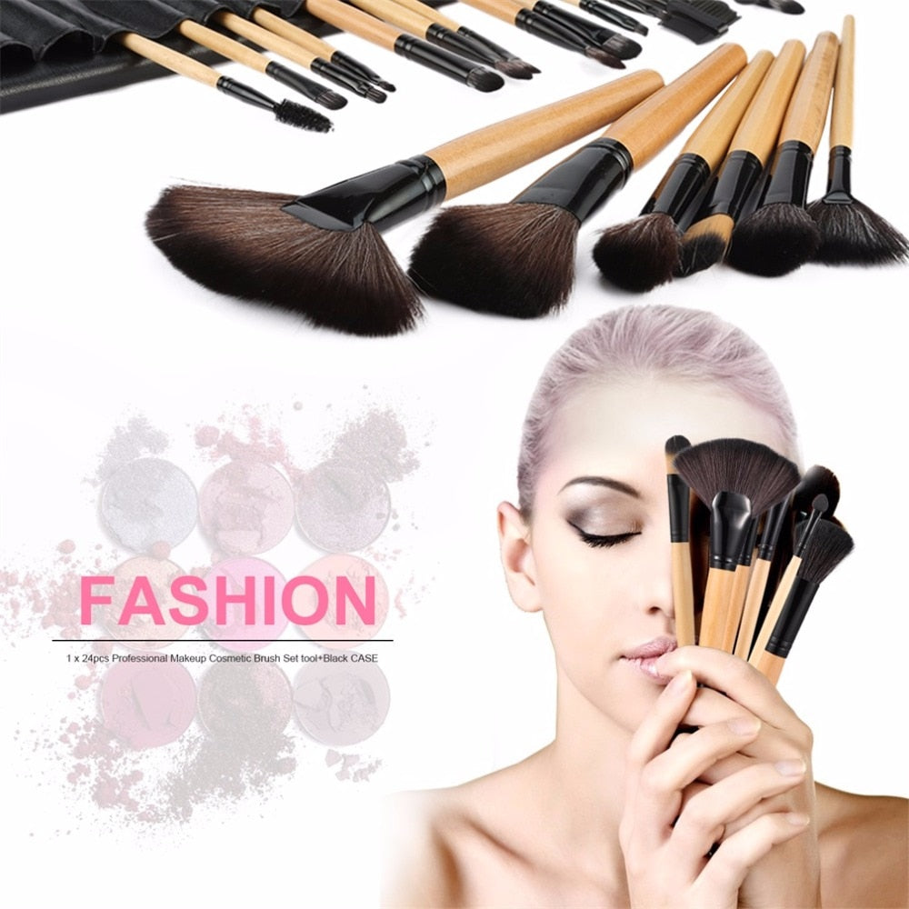 Professional Beauty Makeup Set Tool 15 Colors Face Concealer Contour Platte + 24pcs Pro Makeup Brushes  + 1 Cosmetic Sponge Puff - ebowsos