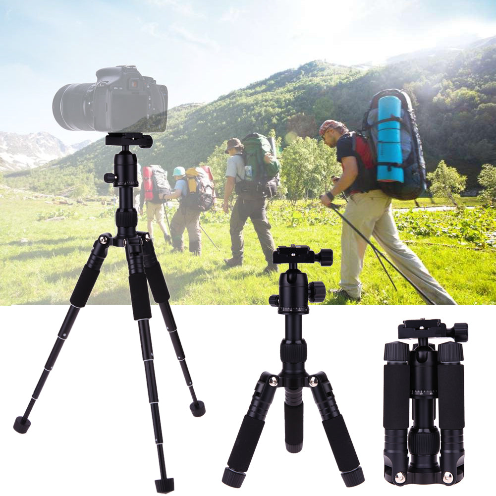 Professional Camer Tripod Max Extened 17.3inch  Aluminum Alloy Folding 7.9inch Tripod with Ball Head for DLSR Camera - ebowsos