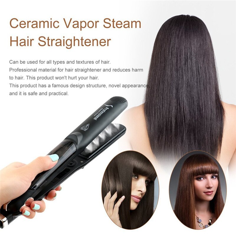Professional Ceramic Vapor Steam Hair Straightener Hair Salon Steam Styler Styling Tool Salon Personal Use - ebowsos