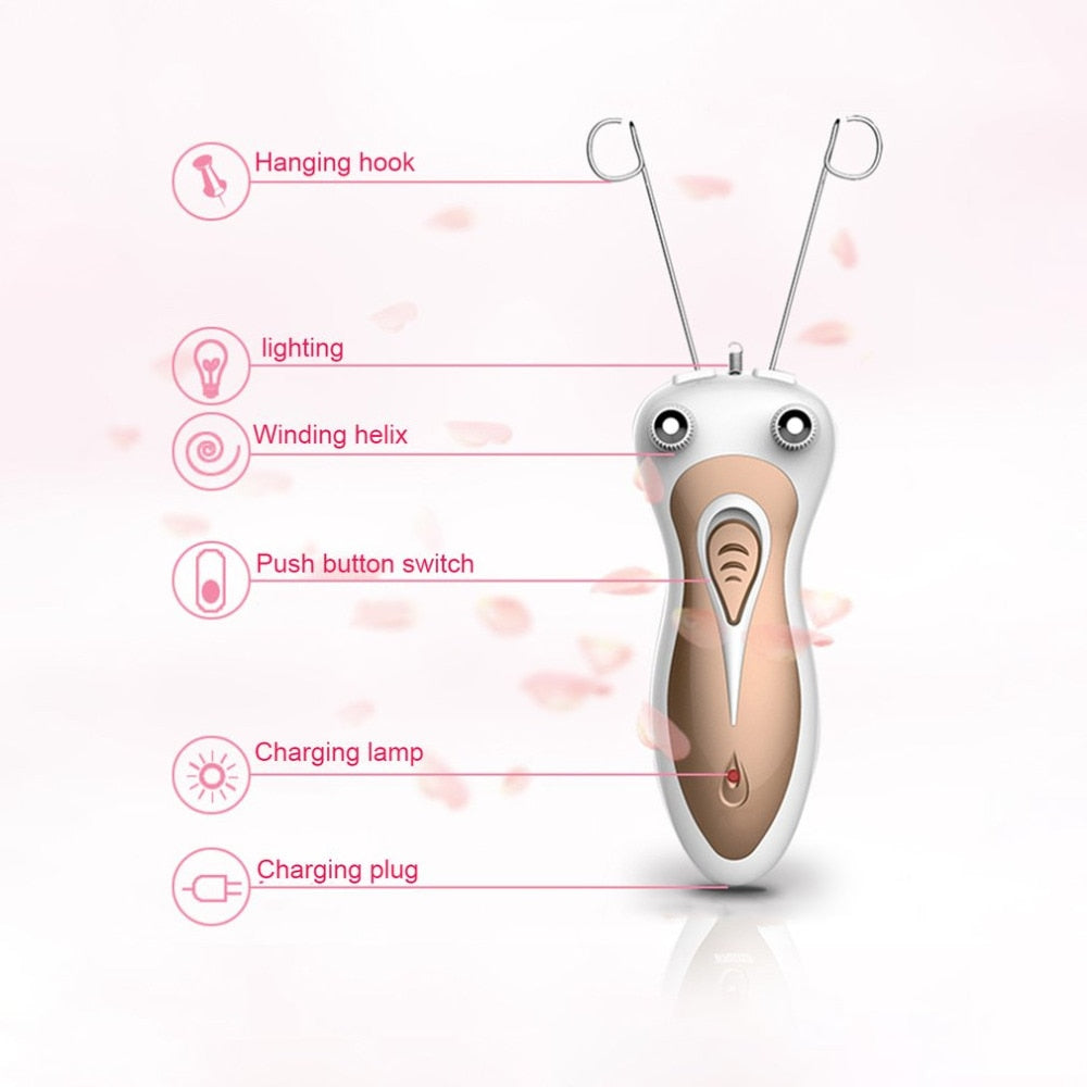 Professional Electric Female Body Face Facial Hair Remover Defeatherer Cotton Thread Depilator Shaver Lady Beauty Care Machine - ebowsos