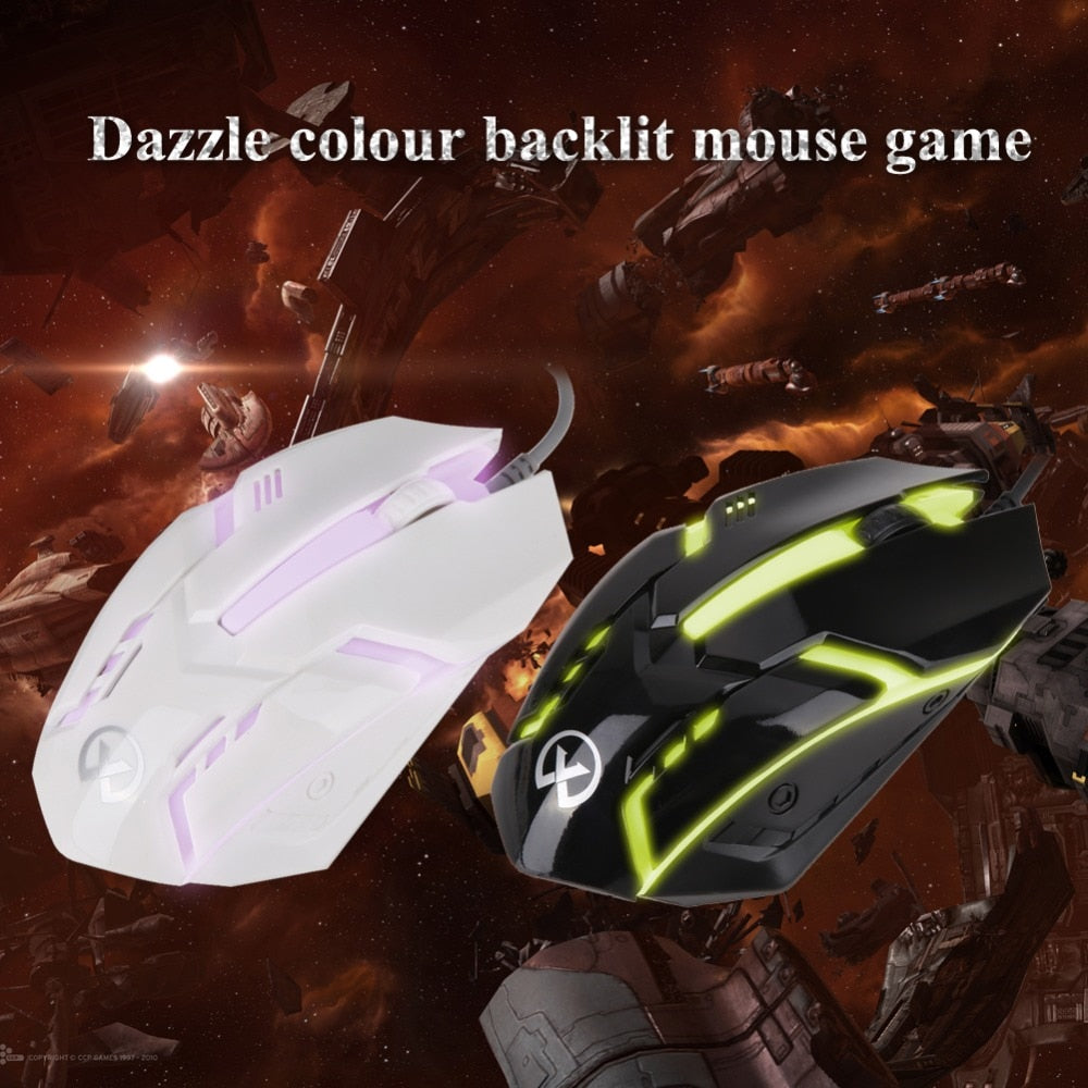 Professional Gaming Mouse 1600 DPI USB Colorful LED Optical Wired Backlit Mouse 3D Laptop Computer PC Gaming Mouse for PC Laptop - ebowsos