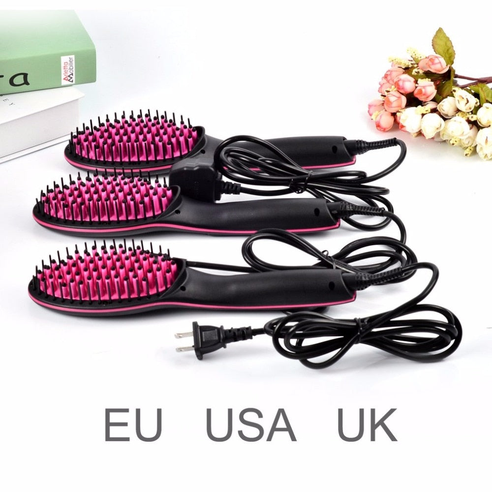 Professional LCD Display Fast Hair Straightener Comb No Harm Hair Electric Smooth Hair Straight Brush for Salon Styling Tool - ebowsos