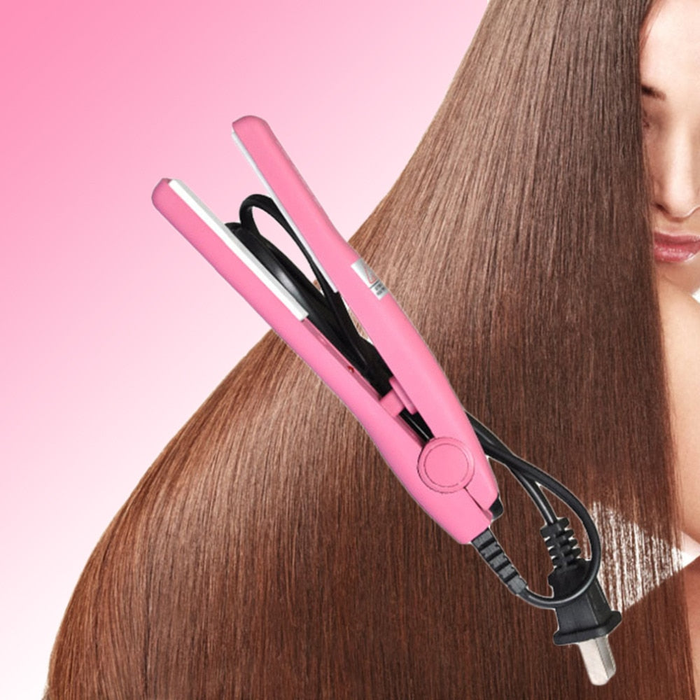 Professional Mini hair straightener Iron Pink Ceramic Electronic Hairs Straightening styling tools Home Use Big Sale - ebowsos