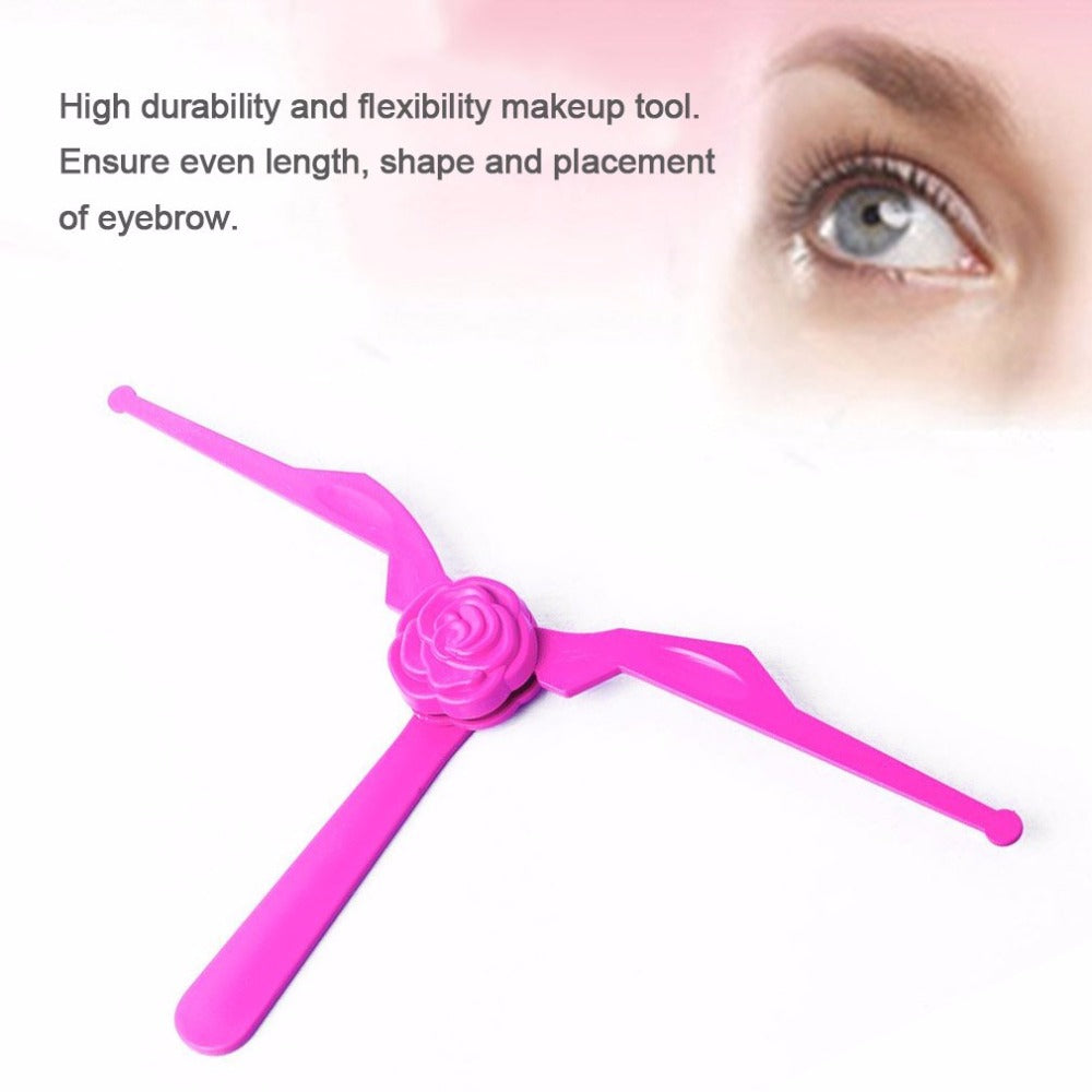 Professional Plastic Eyebrow Ruler Adjustable Template Foldable Stencils Eyeline Model Beauty Make Up Accessories Rose red - ebowsos