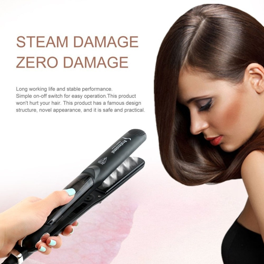 Professional Salon Steam Styler Ceramic Vapor Steam Hair Straightener Salon Personal Use Hair Styling Tool Straightener AU plug - ebowsos
