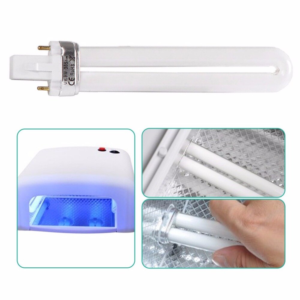 Professional U-shaped 365nm Nail Art UV Gel Dryer 9W Light Lamp Tube Replacement Tube Nail Curing Dryer Nail Manicure Tool - ebowsos