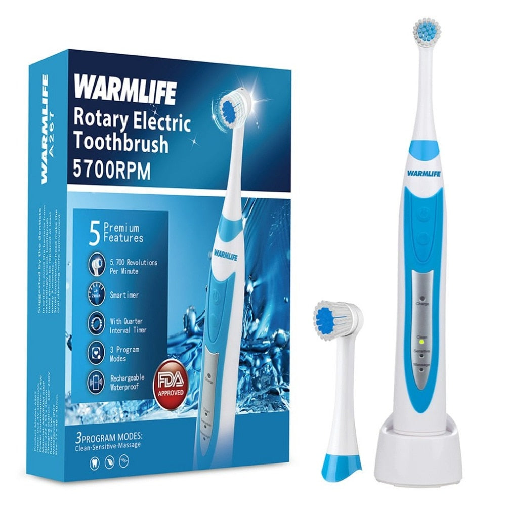 Professional Ultrasonic Rotary Electric Toothbrush USB Rechargeable Soft Brush for Oral Hygiene Dental Care Teeth Whitening - ebowsos