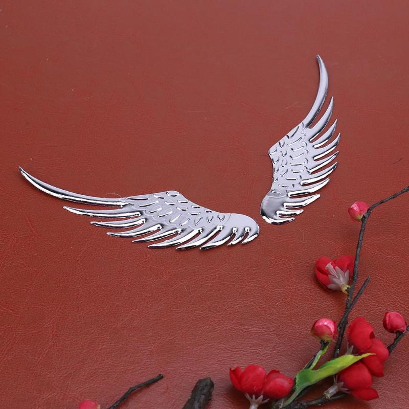 Promotion 1 Pair Car Styling Fashion Metal Stickers 3D Wings Car Sticker Car Motorcycle Accessories Gold/silver Car Decoration - ebowsos