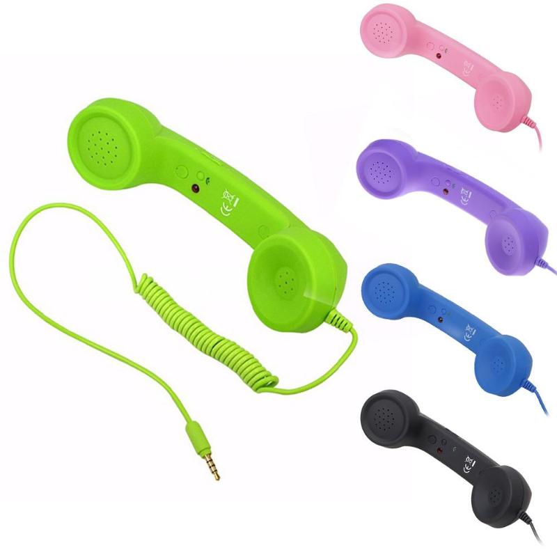 Promotion 3.5mm Retro Telephone Handset Radiation-proof adjustable tone Cell Phone Receiver Microphone Earphone for iPhone - ebowsos