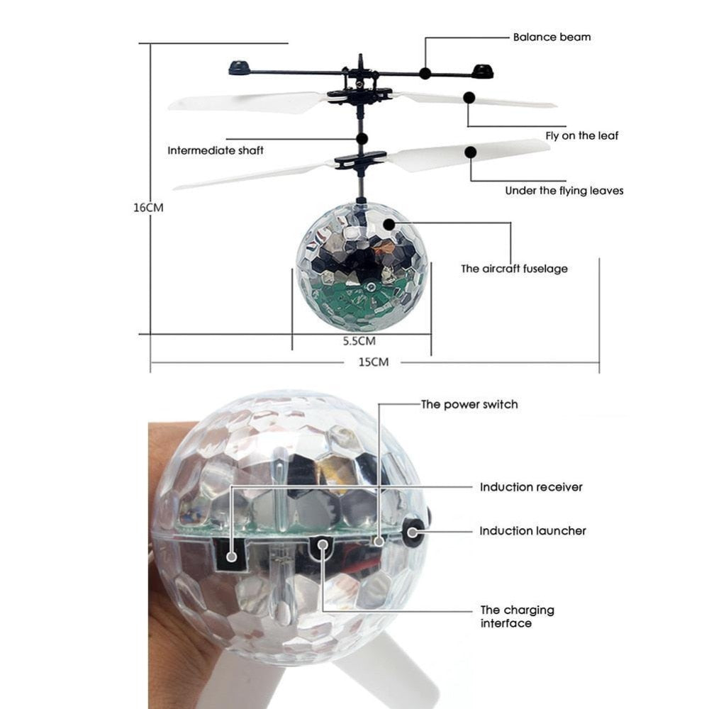 RC Flying Ball Remote Control Toys Luminous Fight Ball Magic Electronic Infrared Induction Aircraft LED Light Mini Helicopter-ebowsos
