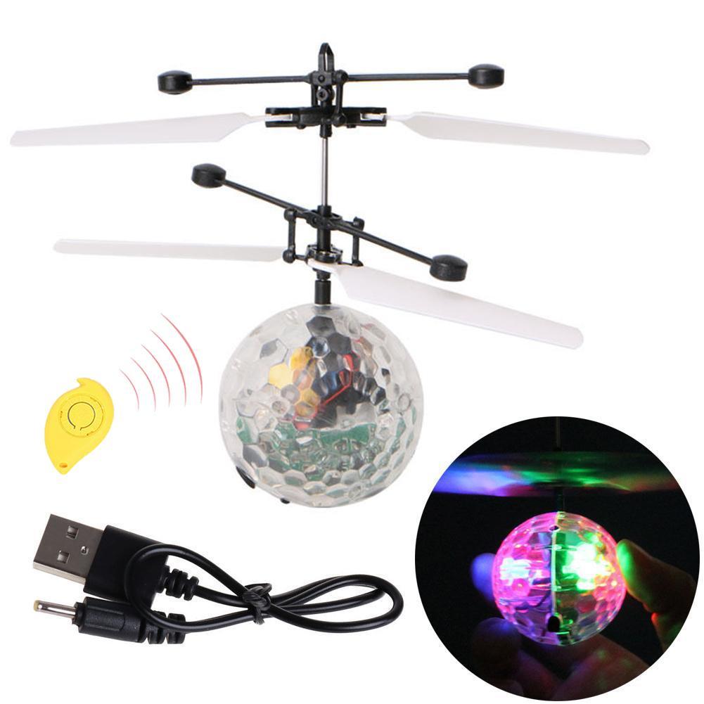 RC Flying Ball Toy Drone Helicopter Built-in Shinning LED Lighting for Adults Antistress Colorful Ball Novelty Toy For Kid Gift-ebowsos