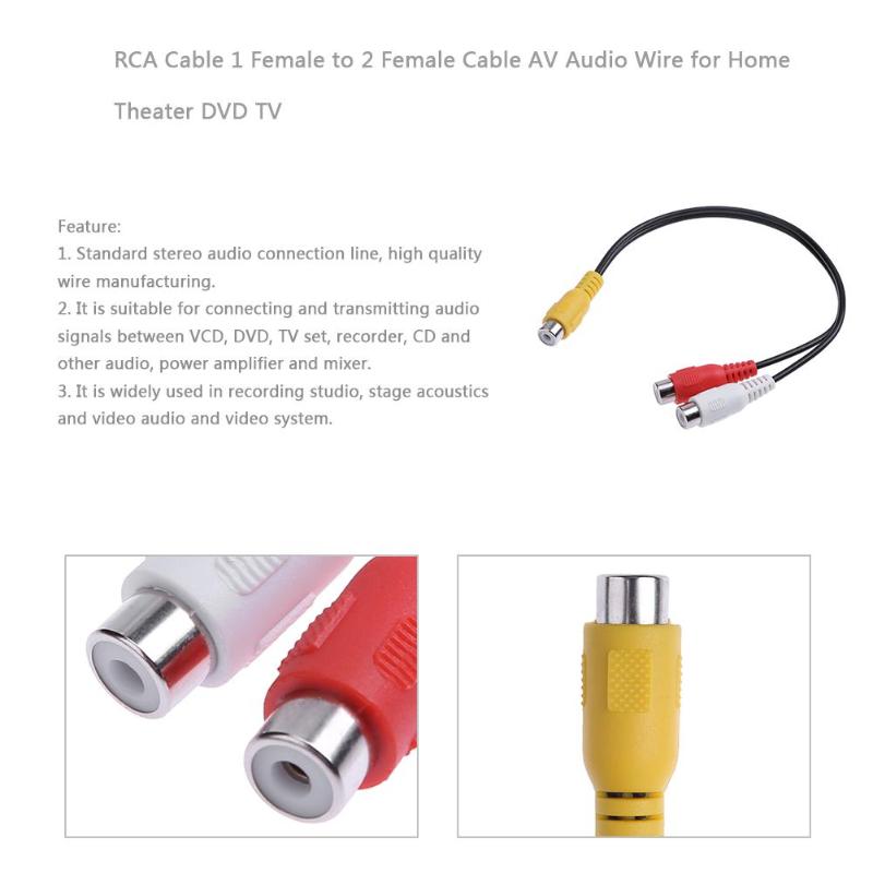 RCA Cable 1 Female to 2 Female Cable AV Audio Wire for Home Theater DVD TV Audio Cables - ebowsos