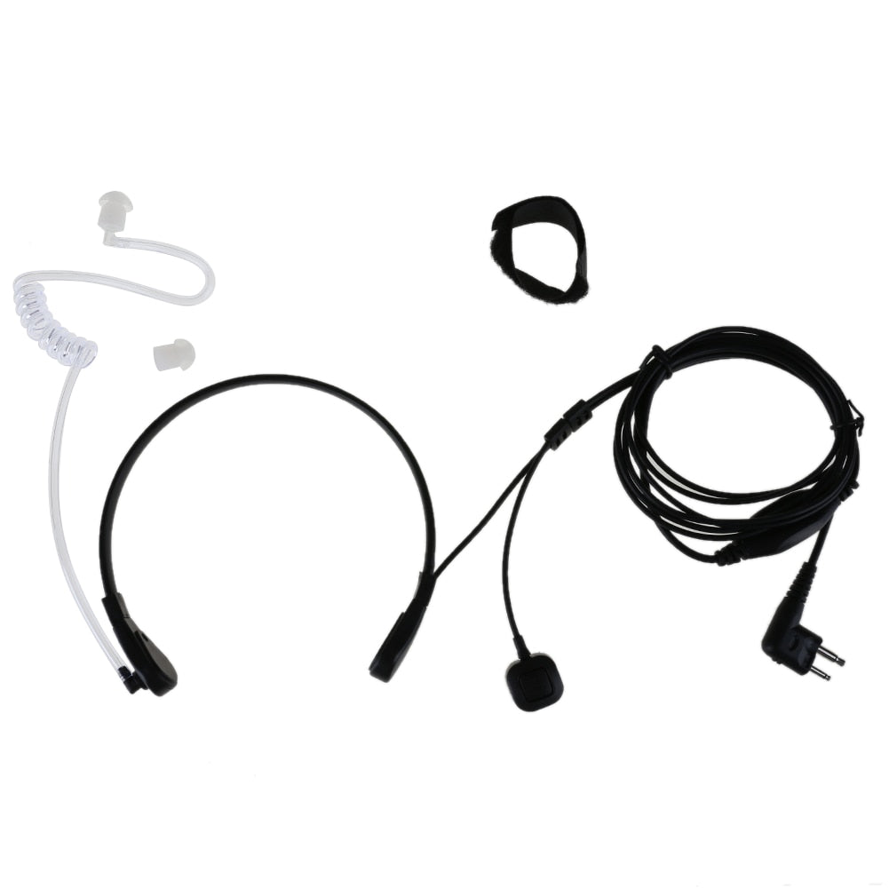 Radiation Protection 2 Pin PTT Throat Mic Covert Acoustic Tube Earpiece Headset Remote Microphone for Motorola Two Way Radio - ebowsos