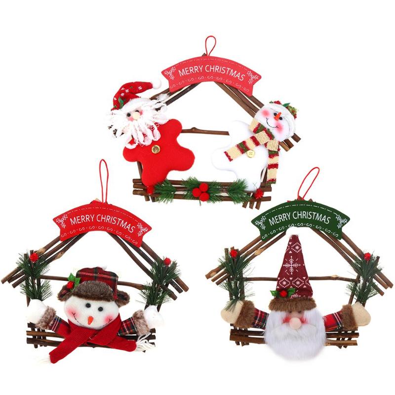 Rattan Ring Wreath Wall Tree Hanging Pendant Ornament Christmas Decoration - ebowsos