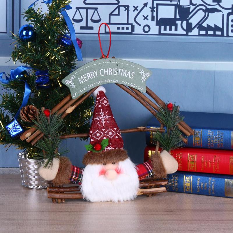 Rattan Ring Wreath Wall Tree Hanging Pendant Ornament Christmas Decoration - ebowsos