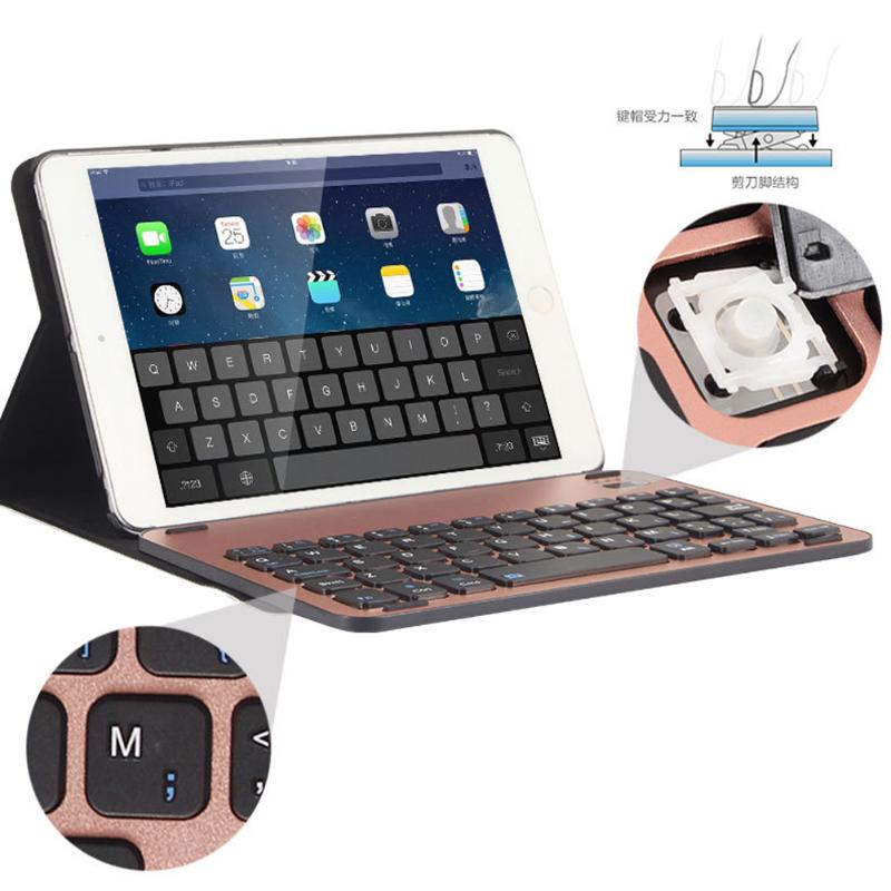 Removable Bluetooth Wireless Keyboard + Leather Case Cover + Magnetic Charging Cable Tablet Keyboard for iPad Mini 4 - ebowsos