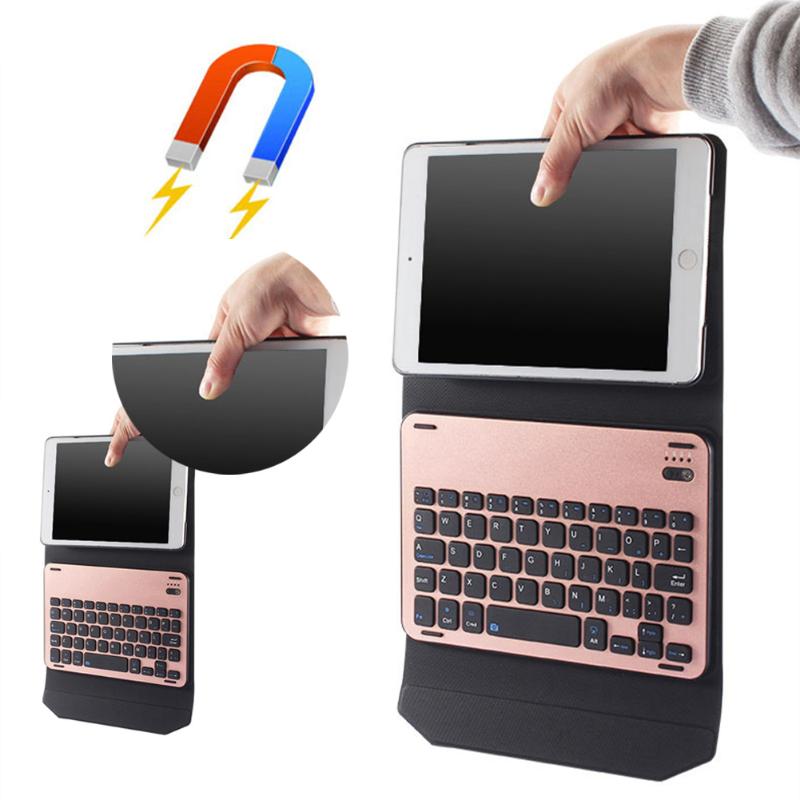 Removable Bluetooth Wireless Keyboard + Leather Case Cover + Magnetic Charging Cable Tablet Keyboard for iPad Mini 4 - ebowsos