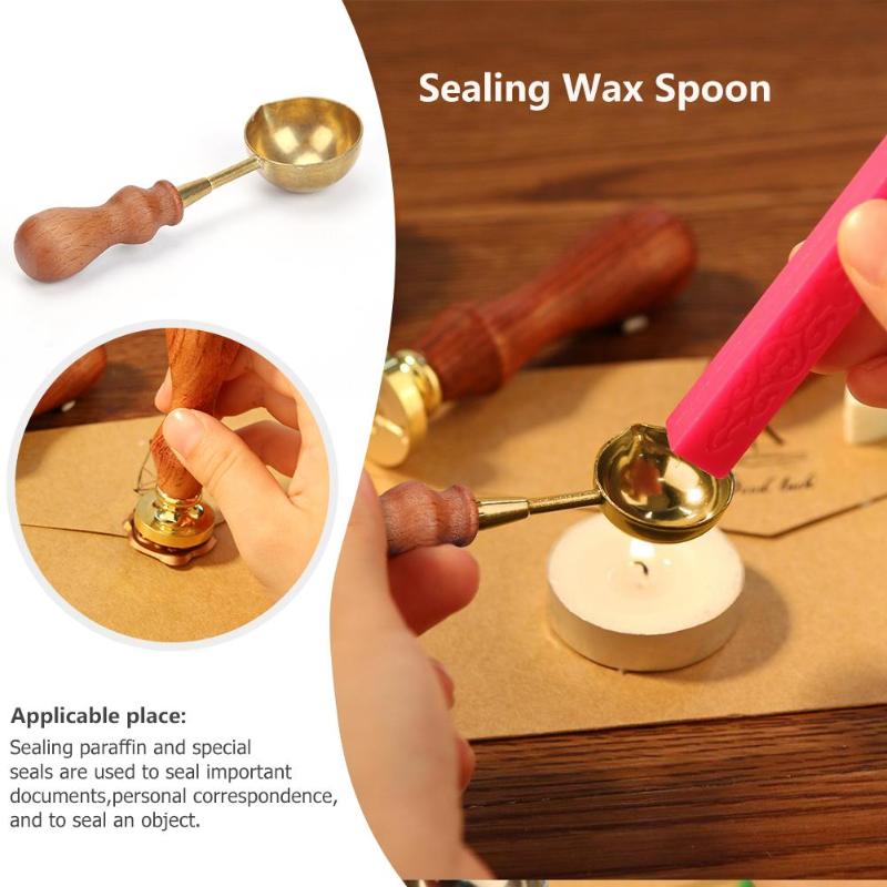 Retro Fire Wax Seal Stamp Metal Wax Stick Wood Handle Sealing Wax Spoon for Wedding Post Vintage craft Decor card making tools - ebowsos