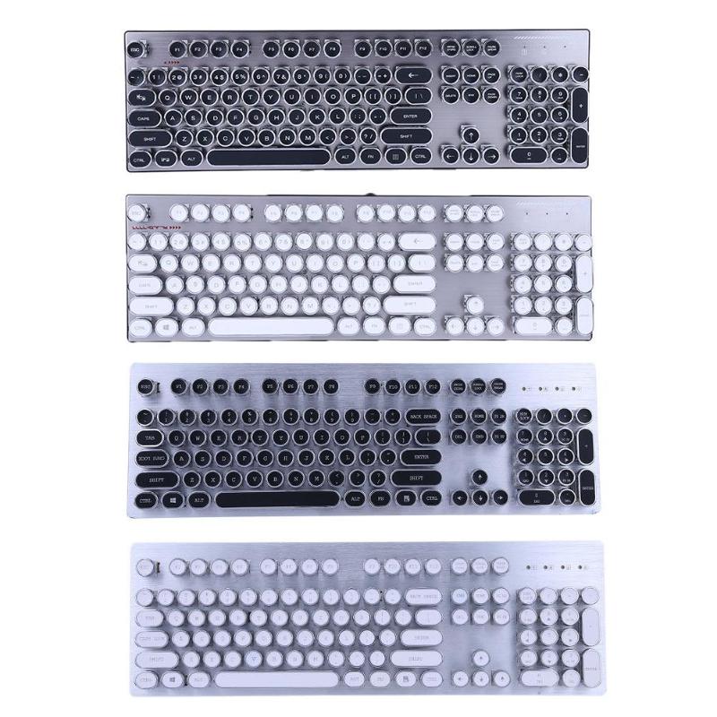 Retro Steam Punk Style Computer Teclado 104 Keys Gaming Mechanical Keyboard with 12 Backlight Typewriter Notebook Desktop PC - ebowsos