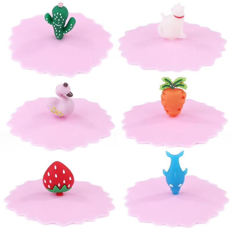 Reusable Silicone Cup Cover Cartoon Dustproof Originality Environmental Heat Resistant Sealed Wrap Cap Leakproof Cups Lid - ebowsos