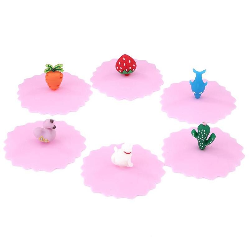 Reusable Silicone Cup Cover Cartoon Dustproof Originality Environmental Heat Resistant Sealed Wrap Cap Leakproof Cups Lid - ebowsos
