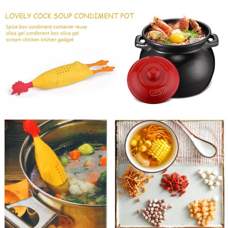 Reusable Silicone Cute Rooster Simmering Soup Seasoning Spice Box Holder - ebowsos