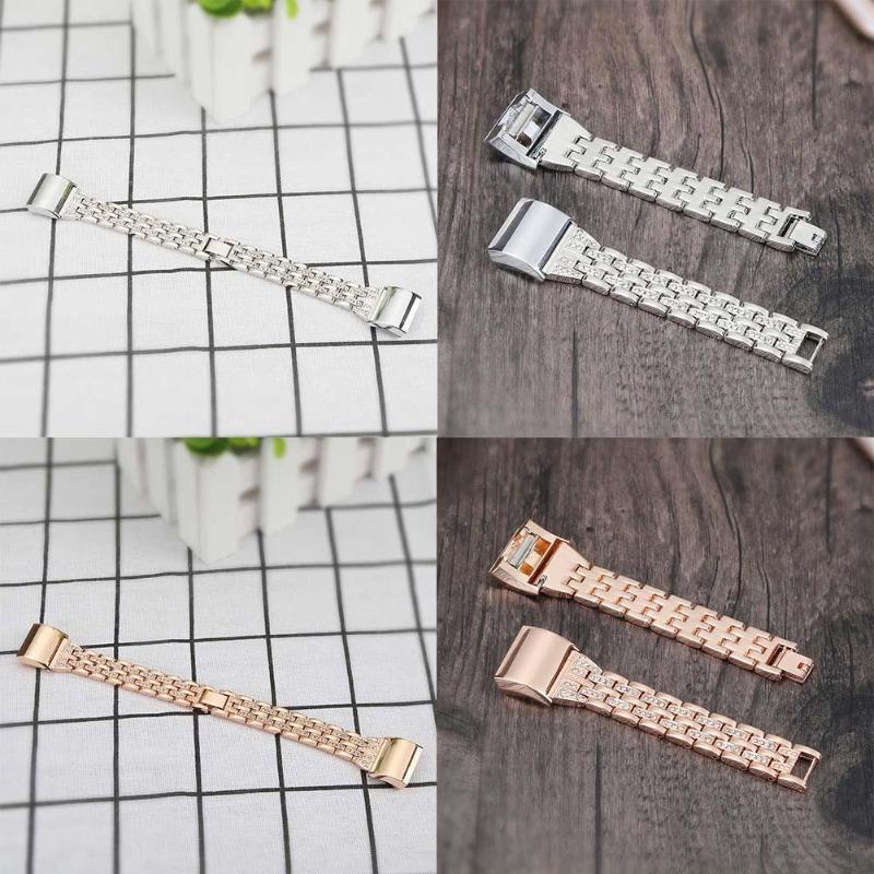 Rhinestone Beading Metal Watchband Replacement Smart Watch Clock Strap Watch Bands for Fitbit Charge 2 - ebowsos
