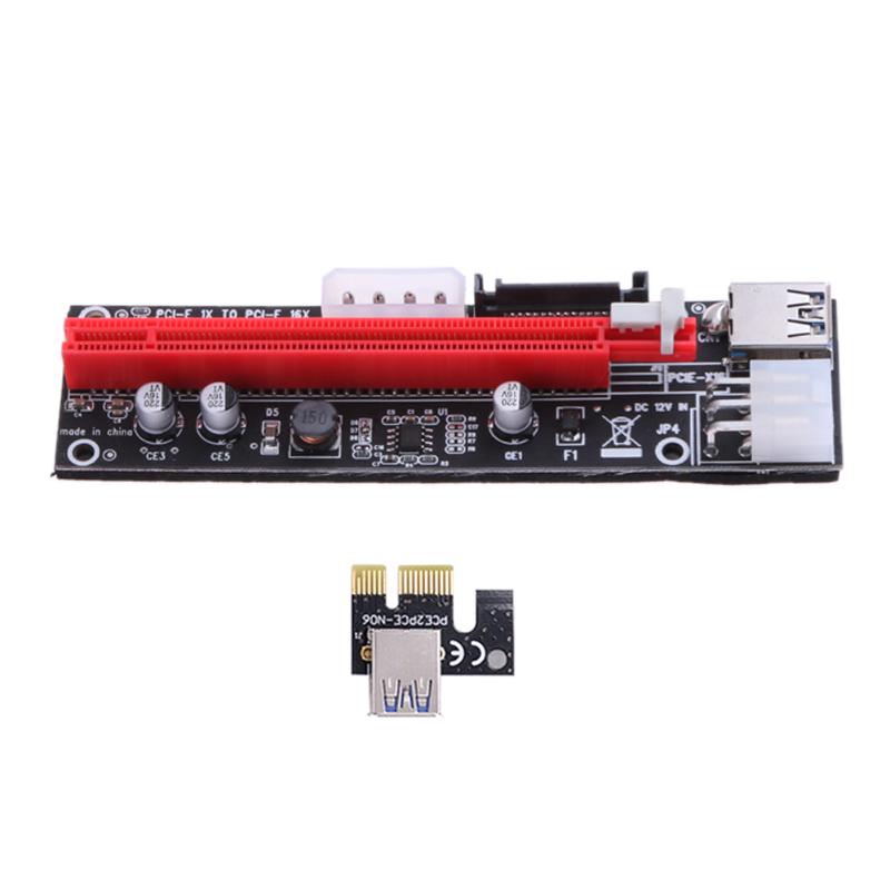 Riser Board PCI Express 1X to 16X Extender Riser Card 4Pin 6Pin 15Pin Power Adapter Cord  for BTC Miner Machine Bitcoin Mining - ebowsos