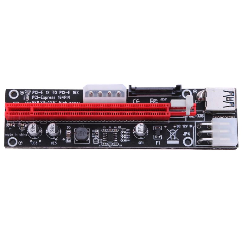Riser Board PCI Express 1X to 16X Extender Riser Card 4Pin 6Pin 15Pin Power Adapter Cord  for BTC Miner Machine Bitcoin Mining - ebowsos