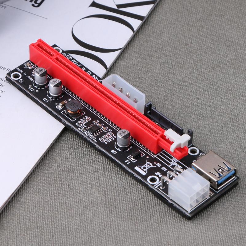 Riser Board PCI Express 1X to 16X Extender Riser Card 4Pin 6Pin 15Pin Power Adapter Cord  for BTC Miner Machine Bitcoin Mining - ebowsos