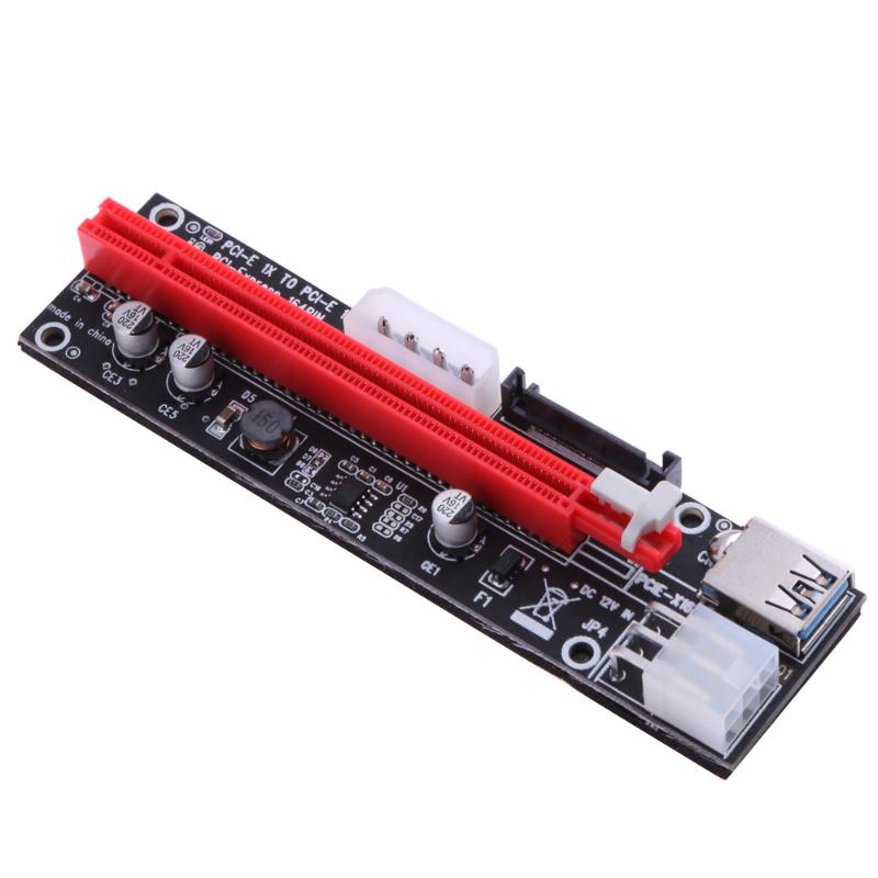 Riser Board PCI Express 1X to 16X Extender Riser Card 4Pin 6Pin 15Pin Power Adapter Cord  for BTC Miner Machine Bitcoin Mining - ebowsos