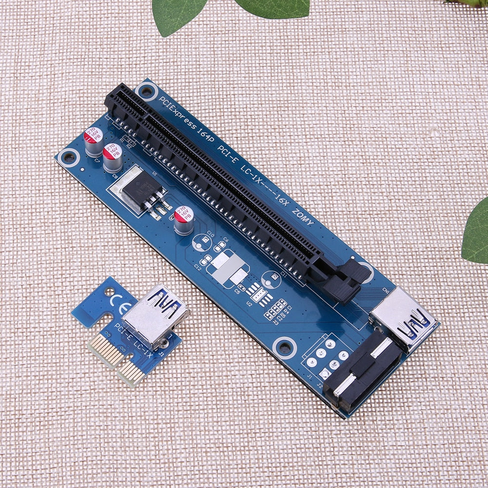 Riser Board USB 3.0 PCI PCI-E 1X to 16X Express Riser Card Extender Adapter w/ SATA 15pin to 4pin Power Cable for Btc Mining - ebowsos