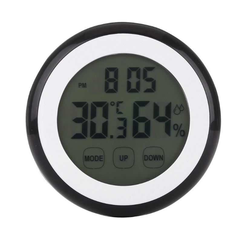 Round Wireless Electronic Digital Lcd Indoor Touch Screen Thermometer Hygrometer Home Furnishing Essential Supplies 90x90x26mm - ebowsos