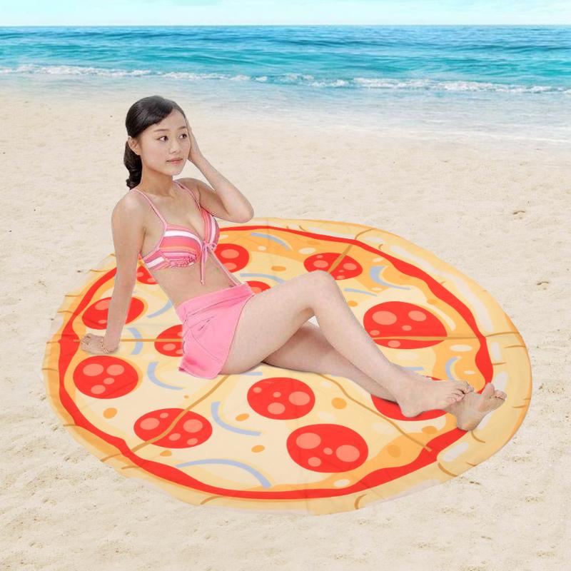 Roundness Print Pizza Summer Beach Towels Yoga Mat 2193 - ebowsos