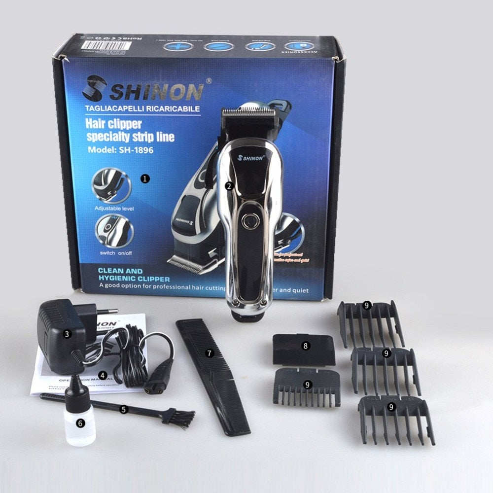 SH-1896 Electric Hair Clipper Low Noise Rechargeable LCD Display Hair Cutter Trimmer Professional Barber Haircut Tool - ebowsos