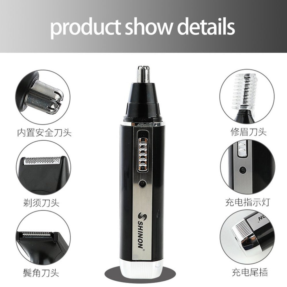 SH-2051 Multifunction 4 In 1 Electric Men Ear Nose Trimmer Rechargeable Portable Hair Clipper Shaver Beard Eyebrow Trimmer - ebowsos