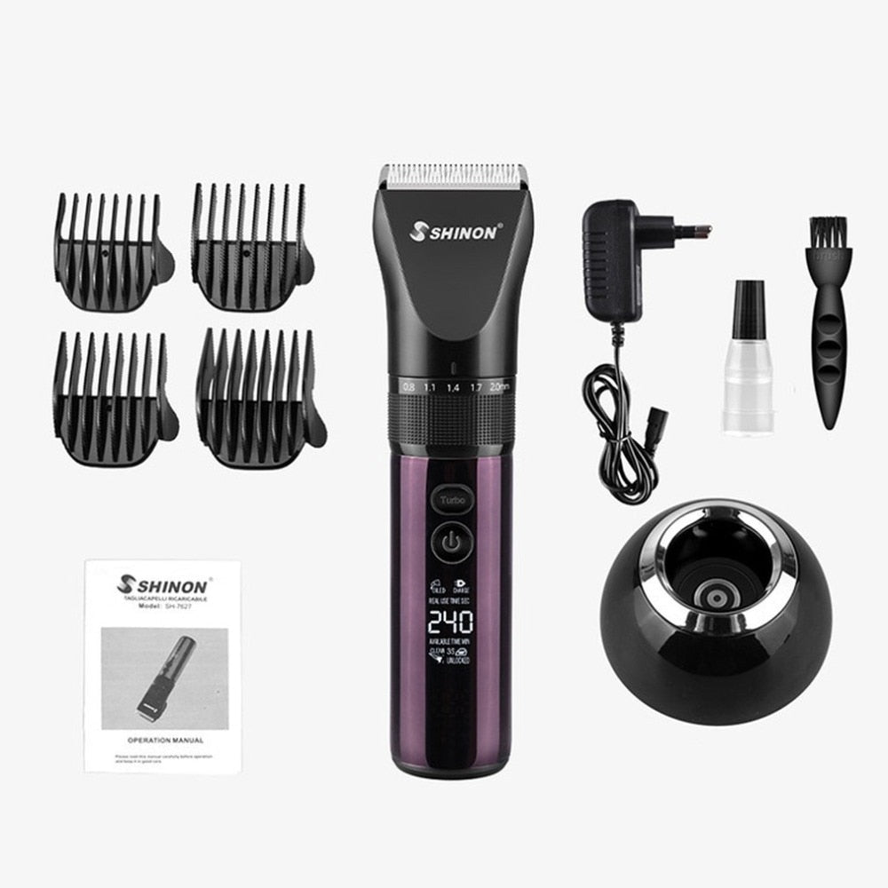 SH-7627 Electric Hair Clipper Rechargeable LCD Digital Hair Cutter Trimmer with Guide Combs Universal Barber Haircut Tool - ebowsos