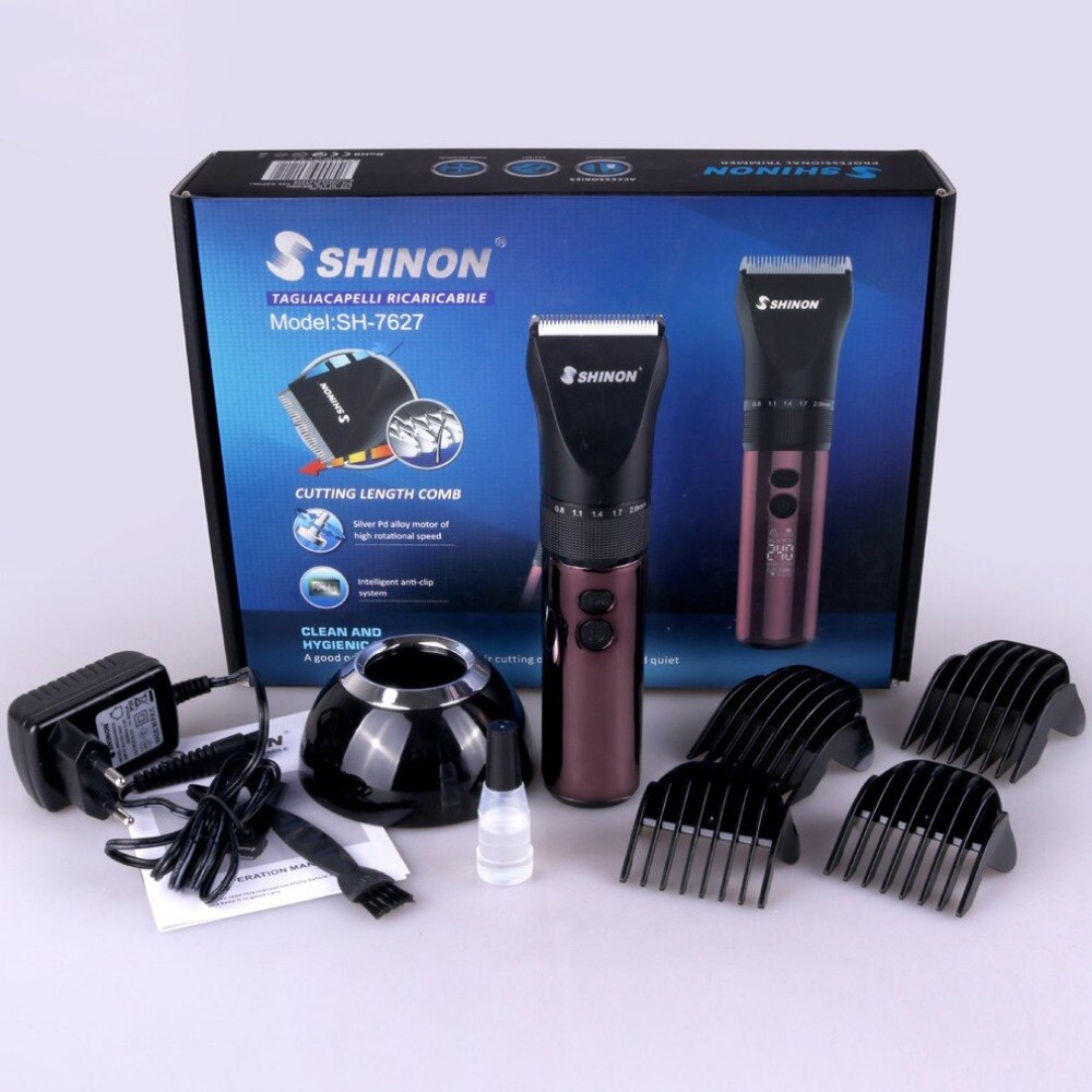 SH-7627 Electric Hair Clipper Rechargeable LCD Digital Hair Cutter Trimmer with Guide Combs Universal Barber Haircut Tool - ebowsos