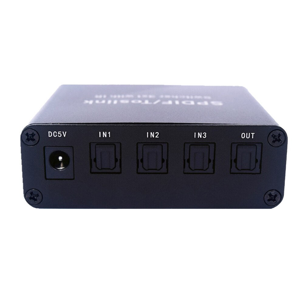 SPDIF TOSLINK Digital Optical Audio Switcher Three optical signals switch to SPDIF/TosLin signal receiving device with IR - ebowsos