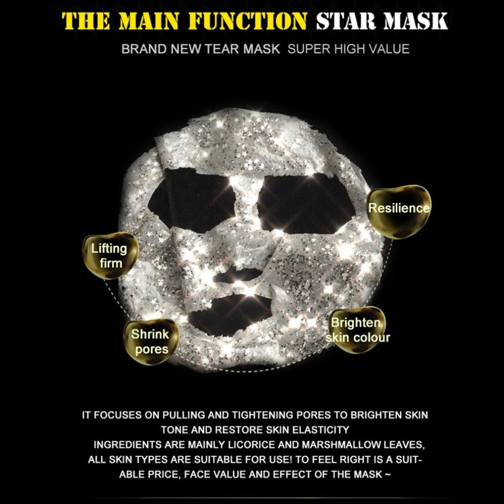 STAR MASK Glitter Gold Peel off Black Face Mask From Black Dots Blackhead Remover Korean Facial Masks Face Skin Care - ebowsos