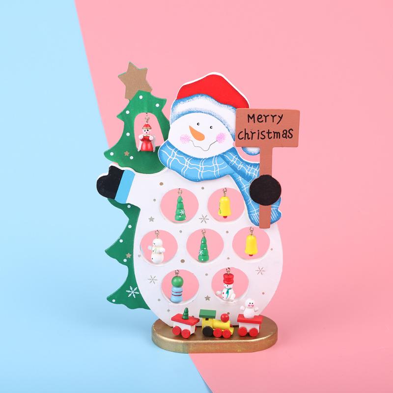 Santa Claus Snowman Ornaments Wooden Hanging Pendant Craft Xmas Kids Gifts - ebowsos