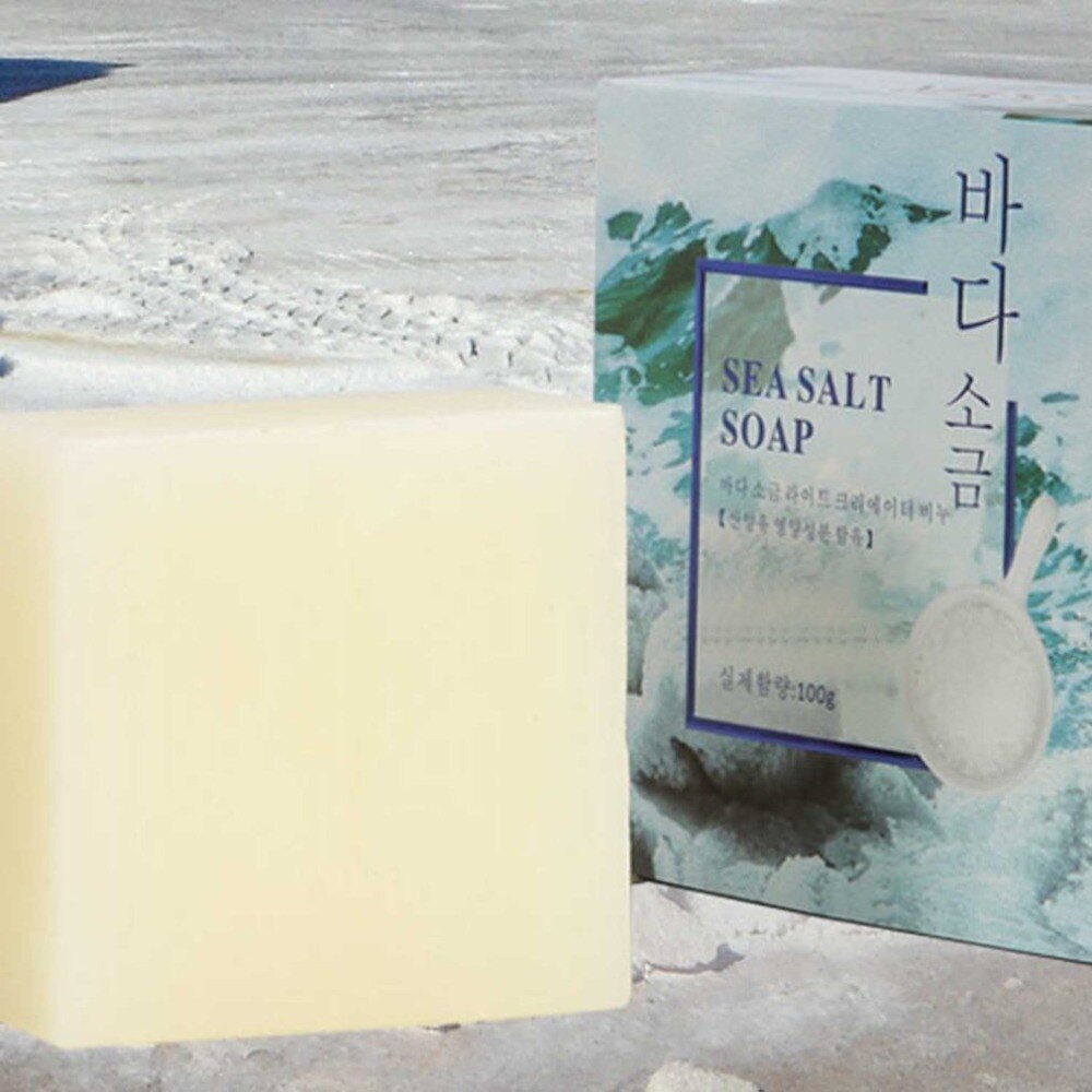 Sea Salt Soap Skin Whitening Soap Pores Acne Treatment Face Cleaning Handmade Acarid Cleaning Oil Control Sea Salt Soap - ebowsos
