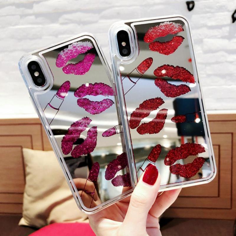 Sexy Lips Lipsticks Mirror Case For iPhone X Luxury Phone Case Protective Cover for iPhone X - ebowsos
